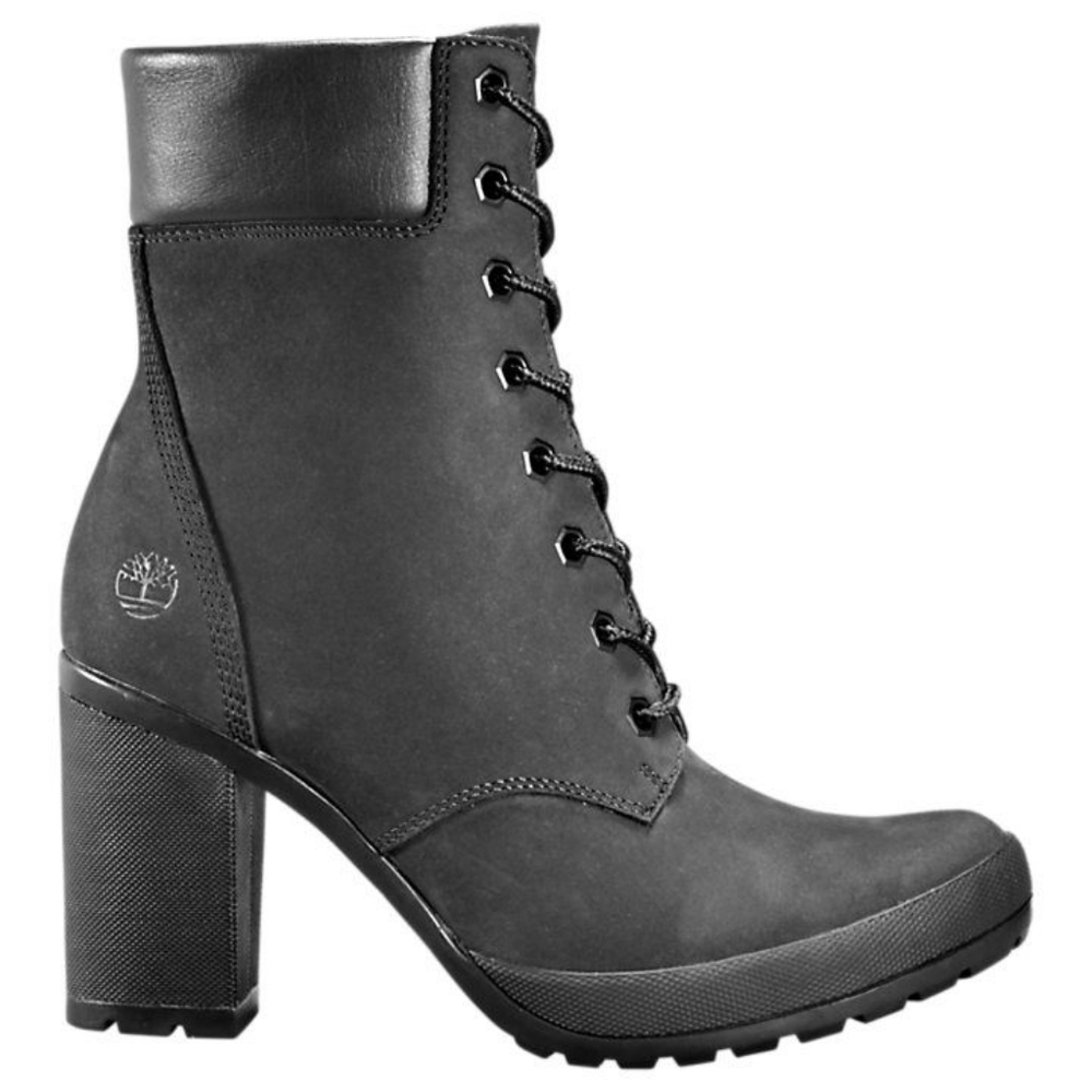 Timberland Black Lace-Up Heeled Combat Boots